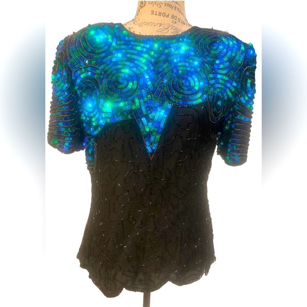 VINTAGE ROYAL FEELINGS Silk Hand Beaded Blouse🎄